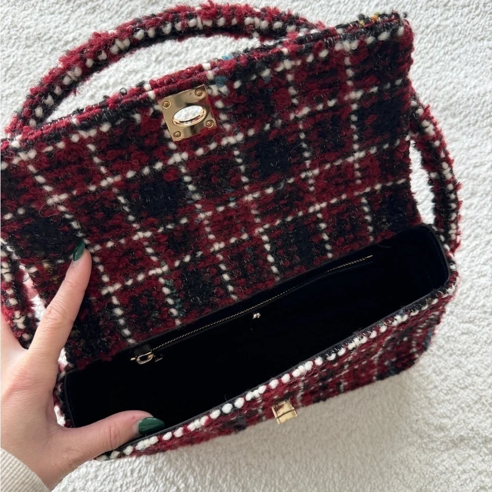 ANINE BING NWT Nico Bag in Cherry Plaid